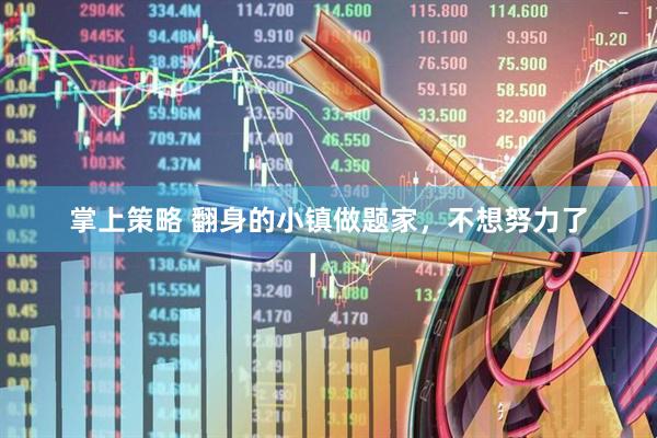 掌上策略 翻身的小镇做题家，不想努力了